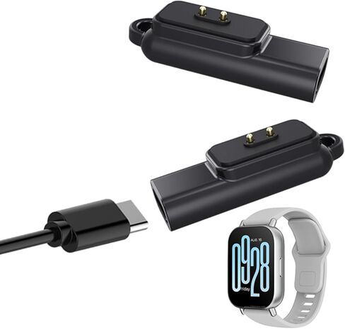 قاعدة شحن بديلة من Discool متوافقة مع Xiaomi Band 10/10 NFC/9/9 Pro/8 Active/8 Pro/Band 2، محول حامل شاحن الساعة الذكية ذكر إلى Famale من النوع C (أسود/قطعتين) in Kuwait