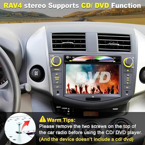 راديو سيارة لسيارة Toyota RAV4 2007 2008 2009 2010 2011 2012، شاشة لمس 7 بوصة تدعم CD/DVD، CarPlay وAndroid Auto، Bluetooth5.2 والتحكم الصوتي، كاميرا احتياطية وSWC، مستقبل راديو السيارة AM/FM in Kuwait
