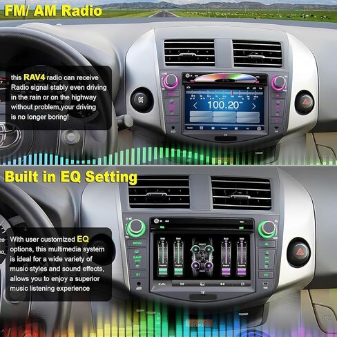 راديو سيارة لسيارة Toyota RAV4 2007 2008 2009 2010 2011 2012، شاشة لمس 7 بوصة تدعم CD/DVD، CarPlay وAndroid Auto، Bluetooth5.2 والتحكم الصوتي، كاميرا احتياطية وSWC، مستقبل راديو السيارة AM/FM in Kuwait