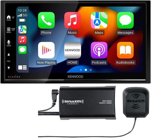 KENWOOD DMX709S eXcelon شاشة لمس سعوية 6.95 بوصة، ستيريو السيارة، CarPlay وAndroid Auto، بلوتوث، راديو AM/FM HD، مشغل MP3، منفذ USB، DIN مزدوج، 13 نطاق EQ Plus SXV300V1 SiriusXM Tuner in Kuwait