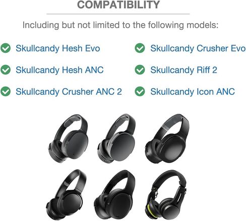 غطاء وسادة عصابة الرأس متوافق مع Skullcandy Hesh Evo، Hesh ANC، Crusher ANC 2، Crusher Evo، Riff 2، سماعة الرأس اللاسلكية Icon ANC، وسادة سميكة 6 مم، بدون سحاب متذبذب، حلقة تعليق in Saudi Arabia
