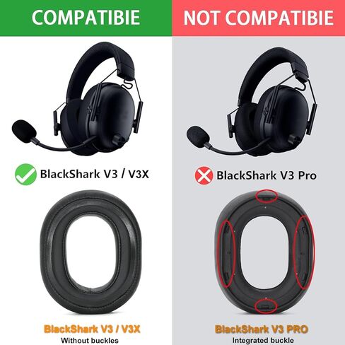 وسائد أذن بديلة من جل التبريد BlackShark V3 ووسائد أذن بديلة من إسفنج الميكروفون متوافقة مع سماعة الألعاب Razer BlackShark V3 / V3X اللاسلكية ANC (لا تناسب Razer BlackShark V3 Pro) in Saudi Arabia