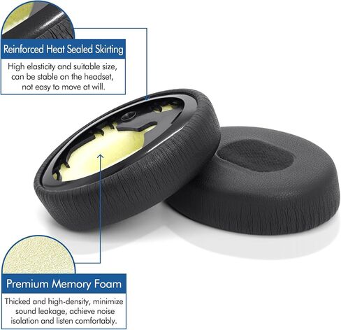 استبدال وسائد الأذن لسماعات الرأس Bose QuietComfort 3 على الأذن، وسائد الأذن GVOEARS لسماعات Bose QC3 OE1 مع جلد بروتين إسفنجي الذاكرة (أسود) in Kuwait