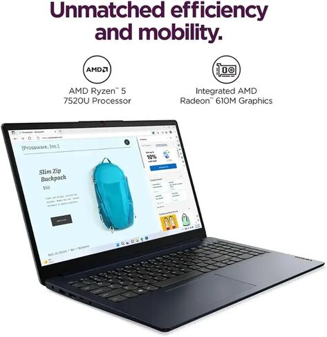 Lenovo V15 G4 Laptop, 15.6" FHD Screen, Windows 11 Pro, AMD Ryzen 5 7000 Series CPU, 16GB RAM, 512GB SSD, Privacy Webcam, Wi-Fi 6, RJ-45 Ethernet, Dolby Audio HD Speakers in Saudi Arabia