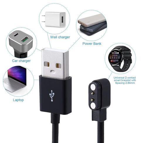 قطعتان من شاحن الساعات الذكية مع كابل شحن بيانات USB عالمي ثنائي الدبوس وشاحن مغناطيسي متوافق مع Umidigi Uwatch 3/Uwatch Ufit/Uwatch GT in Kuwait