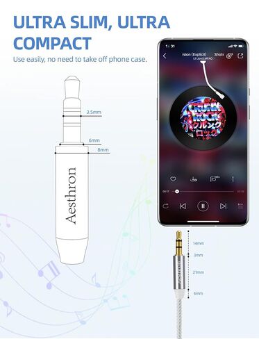 كابل تمديد سماعة الرأس 6.6 قدم، كابل تمديد 3.5 ملم ذكر إلى أنثى - 1/8 سلك صوت Aux موسع من النايلون المضفر للهواتف الذكية والأجهزة اللوحية ومشغل الوسائط in Kuwait