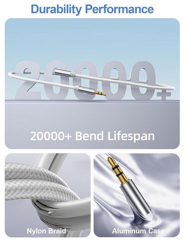 كابل تمديد سماعة الرأس 6.6 قدم، كابل تمديد 3.5 ملم ذكر إلى أنثى - 1/8 سلك صوت Aux موسع من النايلون المضفر للهواتف الذكية والأجهزة اللوحية ومشغل الوسائط in Kuwait