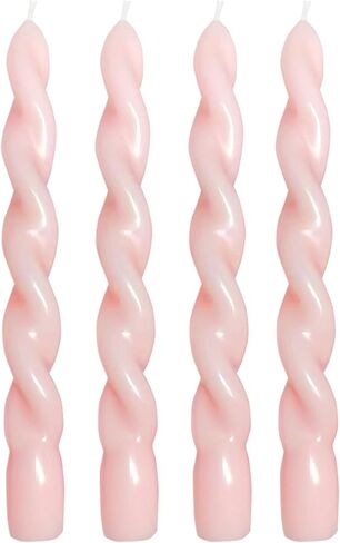 4 Pcs White Taper Candles 7.87 Inch - Unique Tapered Candles Spiral Wave Twisted Ribbed Candlesticks, Smokeless Candle Sticks for Valentines Day Wedding Dinner Spring Party Home Decor in Kuwait