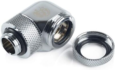 Bitspower G1/4" to Enhance Multi-Link Adapter Fitting for 14mm OD Rigid Tubing, 90 Degree Rotary, Silver Shining in Saudi Arabia