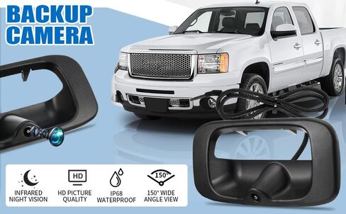Tailgate Handle Backup Camera Fit for Chevy Silverado GMC Sierra 1500 2500 3500 HD 1999-2007 Classic Tailgate Reversing Rear View Park Assist Camera RCA Plug Replaces 15228539 in Kuwait