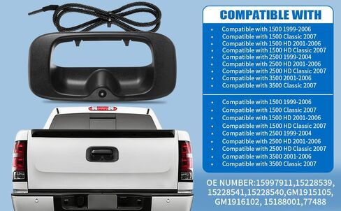 Tailgate Handle Backup Camera Fit for Chevy Silverado GMC Sierra 1500 2500 3500 HD 1999-2007 Classic Tailgate Reversing Rear View Park Assist Camera RCA Plug Replaces 15228539 in Kuwait