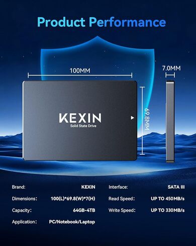 KEXIN SSD 128GB SATA III محرك الحالة الصلبة الداخلي 2.5 بوصة SSD داخلي 128 جيجا حتى 450 ميجابايت/ثانية SATA 3.0 محرك داخلي ثلاثي الأبعاد NAND Flash داخلي SSD لتخزين الكمبيوتر المحمول وترقيته in Kuwait