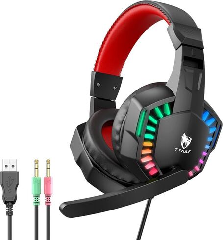 Stereo Gaming Headset for PS4 PC Xbox One PS5 Controller, Noise Cancelling Over Ear Headphones with Mic, LED Light, 7.1 Surround Sound, Soft Memory Earmuffs for Nintendo Xbox Series in Saudi Arabia