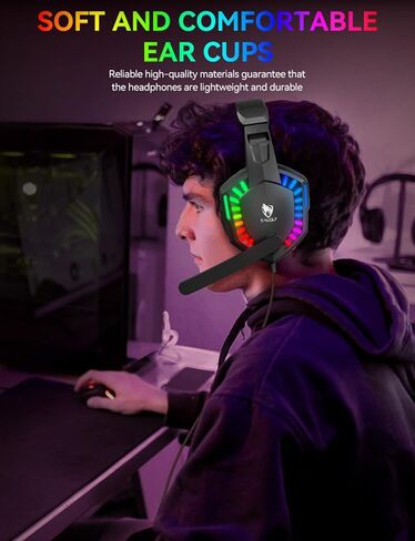 Stereo Gaming Headset for PS4 PC Xbox One PS5 Controller, Noise Cancelling Over Ear Headphones with Mic, LED Light, 7.1 Surround Sound, Soft Memory Earmuffs for Nintendo Xbox Series in Saudi Arabia