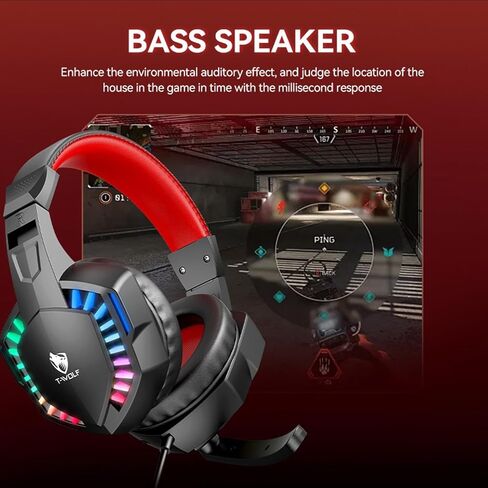 Stereo Gaming Headset for PS4 PC Xbox One PS5 Controller, Noise Cancelling Over Ear Headphones with Mic, LED Light, 7.1 Surround Sound, Soft Memory Earmuffs for Nintendo Xbox Series in Saudi Arabia