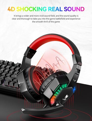 Stereo Gaming Headset for PS4 PC Xbox One PS5 Controller, Noise Cancelling Over Ear Headphones with Mic, LED Light, 7.1 Surround Sound, Soft Memory Earmuffs for Nintendo Xbox Series in Saudi Arabia