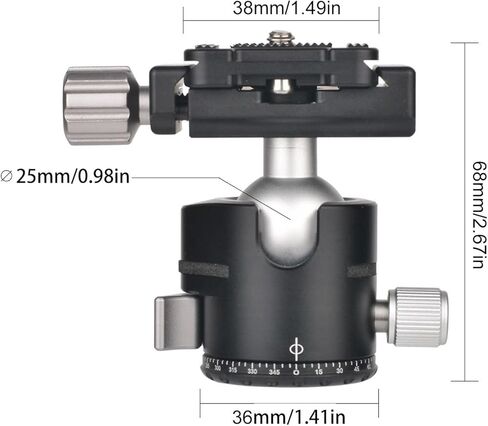 Tripod Ball Head, Quick Release Lever Clamp, 5KG Load, 184g Lightweight, Aluminum Alloy, for DSLR Mirrorless Camera, Travel Photography, Monopod in Kuwait