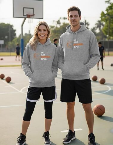 Tstars Basketball Hoodie for Men - Eat Sleep Ball Repeat Pullover - Gift for Coaches, Players, and Fans in Saudi Arabia