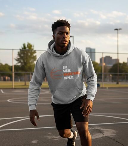 Tstars Basketball Hoodie for Men - Eat Sleep Ball Repeat Pullover - Gift for Coaches, Players, and Fans in Saudi Arabia