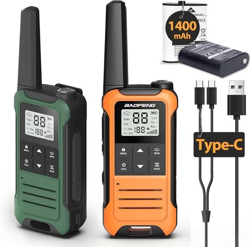 Walkie Talkies Long Range for Adults, Rechargeable Walkie Talkie Baofeng F22 FRS Radio Waki Taki Family Walkie-Talkie with 1400 mAh Battery USB Charger LED Flashlight VOX for Camping Hunting(2 Pack) in Saudi Arabia