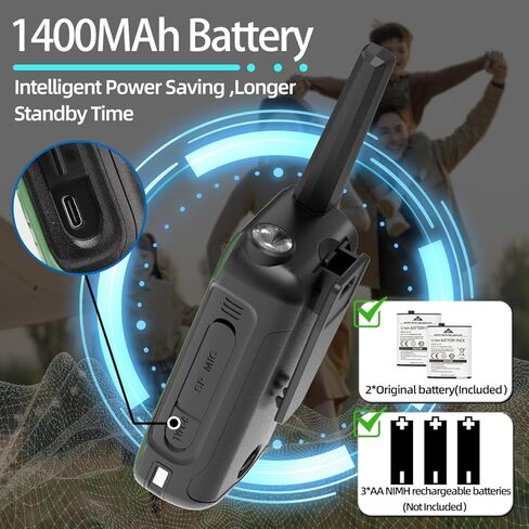 Walkie Talkies Long Range for Adults, Rechargeable Walkie Talkie Baofeng F22 FRS Radio Waki Taki Family Walkie-Talkie with 1400 mAh Battery USB Charger LED Flashlight VOX for Camping Hunting(2 Pack) in Saudi Arabia