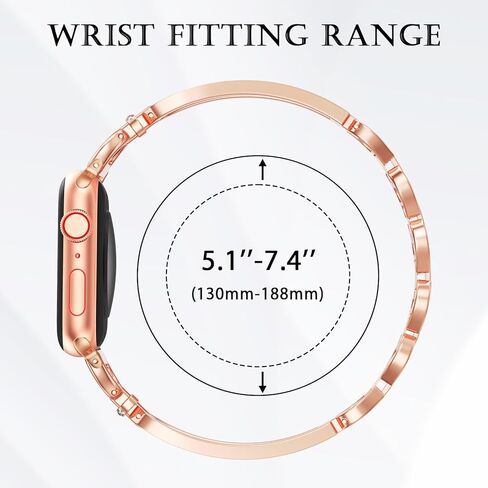 CAGOS Slim Metal Band Compatible with Apple Watch Bands for Women 38mm 40mm 41mm 42mm 44mm 45mm 46mm, Elegant Dressy Jewelry Bracelet with Bling Diamond for iWatch Series 11/10/9/8/7/6/5/4/3/2/1/SE3/2/1/Ultra in Saudi Arabia