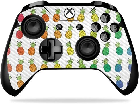 MightySkins Carbon Fiber Skin for Microsoft Xbox One X Controller - Rainbow Pineapples | Protective, Durable Textured Carbon Fiber Finish | Easy to Apply, Remove, and Change Styles | Made in The USA in Saudi Arabia