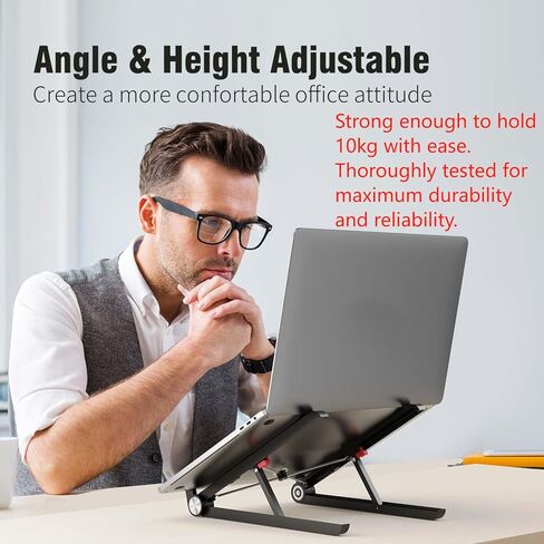 حامل كمبيوتر محمول محمول لجهاز Dell Inspiron 14 7445 كمبيوتر محمول 2 في 1 للمكتب، مصنوع من النايلون المقوى، 304 من الفولاذ المقاوم للصدأ والسيليكون in Saudi Arabia