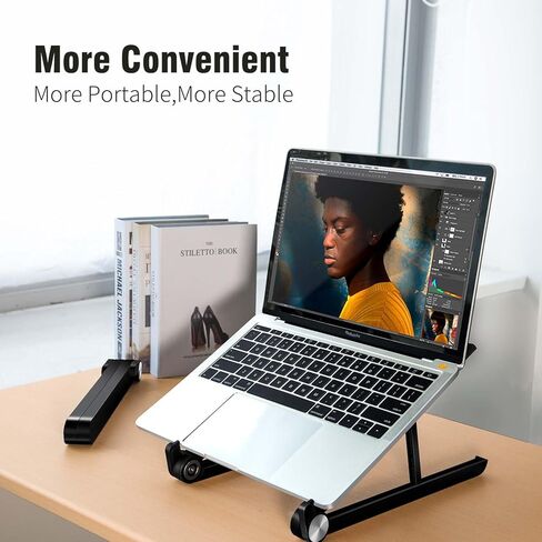 حامل كمبيوتر محمول محمول لجهاز Dell Inspiron 14 7445 كمبيوتر محمول 2 في 1 للمكتب، مصنوع من النايلون المقوى، 304 من الفولاذ المقاوم للصدأ والسيليكون in Saudi Arabia