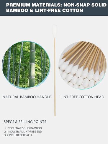 Large Cotton Swabs for Dog Ear Cleaning, 100PCS, 7 Inch Bamboo Cotton Swabs – Extra Long, Biodegradable & Safe Ear Care Swabs for Pets, Grooming, and Wax Removal in Saudi Arabia