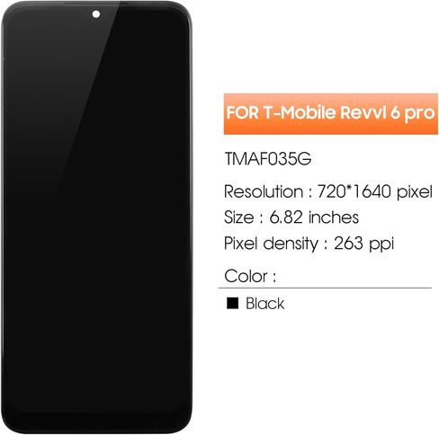 AGCUT لـ T-Mobile REVVL 6 Pro استبدال الشاشة 6.82 "REVVL 6 Pro شاشة LCD TMAF035G تعمل باللمس محول الأرقام زجاج الجمعية مع الإطار in Kuwait