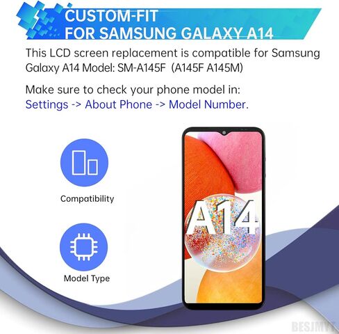استبدال شاشة Samsung Galaxy A14 مع إطار شاشة LCD تعمل باللمس محول رقمي تجميع كامل زجاج إصلاح مع مجموعة أدوات إصلاح SM-A145F (A145F A145M) in Kuwait