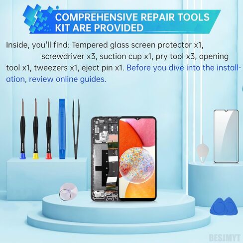 استبدال شاشة Samsung Galaxy A14 مع إطار شاشة LCD تعمل باللمس محول رقمي تجميع كامل زجاج إصلاح مع مجموعة أدوات إصلاح SM-A145F (A145F A145M) in Kuwait