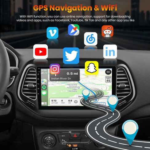ستيريو سيارة AWESAFE Android 13 لسيارة Jeep Compass 2017 2018 2019 2020، راديو بشاشة لمس 10 بوصات لسيارة Jeep Compass مع CarPlay اللاسلكي وAndroid Auto، نظام تحديد المواقع العالمي WiFi AM FM - 2GB+64GB in Kuwait
