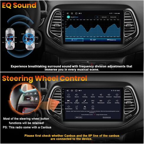 ستيريو سيارة AWESAFE Android 13 لسيارة Jeep Compass 2017 2018 2019 2020، راديو بشاشة لمس 10 بوصات لسيارة Jeep Compass مع CarPlay اللاسلكي وAndroid Auto، نظام تحديد المواقع العالمي WiFi AM FM - 2GB+64GB in Kuwait