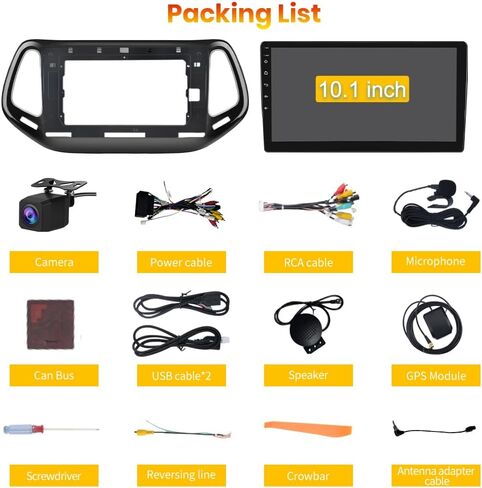 ستيريو سيارة AWESAFE Android 13 لسيارة Jeep Compass 2017 2018 2019 2020، راديو بشاشة لمس 10 بوصات لسيارة Jeep Compass مع CarPlay اللاسلكي وAndroid Auto، نظام تحديد المواقع العالمي WiFi AM FM - 2GB+64GB in Kuwait