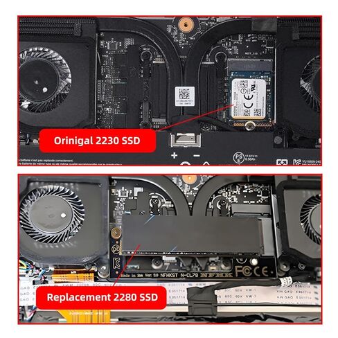 NFHK NVME M-Key 22x30mm to 22x80mm Angled Extension SSD Upgrade Adapter Compatible with MSI CLAW8 AI+ CLAW7 Gaming in Saudi Arabia