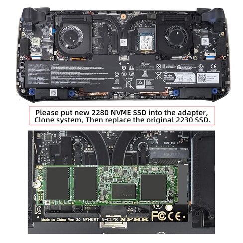 NFHK NVME M-Key 22x30mm to 22x80mm Angled Extension SSD Upgrade Adapter Compatible with MSI CLAW8 AI+ CLAW7 Gaming in Saudi Arabia
