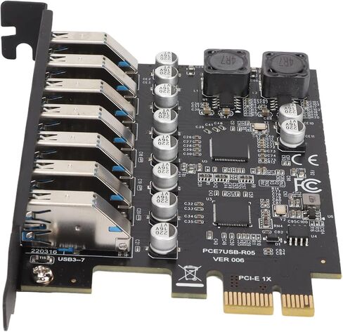 بطاقة توسيع AYNEFY 7 منافذ Pcie USB 3.2 Gen1، واجهة Pcie USB معدنية، بطاقة USB 3.2 Pcie مع سرعة نقل بيانات 5 جيجابت في الثانية، لأجهزة الكمبيوتر المكتبية واتصالات الأجهزة المتعددة in Saudi Arabia