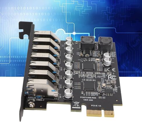 بطاقة توسيع AYNEFY 7 منافذ Pcie USB 3.2 Gen1، واجهة Pcie USB معدنية، بطاقة USB 3.2 Pcie مع سرعة نقل بيانات 5 جيجابت في الثانية، لأجهزة الكمبيوتر المكتبية واتصالات الأجهزة المتعددة in Saudi Arabia