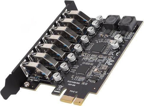 بطاقة توسيع AYNEFY 7 منافذ Pcie USB 3.2 Gen1، واجهة Pcie USB معدنية، بطاقة USB 3.2 Pcie مع سرعة نقل بيانات 5 جيجابت في الثانية، لأجهزة الكمبيوتر المكتبية واتصالات الأجهزة المتعددة in Saudi Arabia