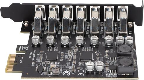 بطاقة توسيع AYNEFY 7 منافذ Pcie USB 3.2 Gen1، واجهة Pcie USB معدنية، بطاقة USB 3.2 Pcie مع سرعة نقل بيانات 5 جيجابت في الثانية، لأجهزة الكمبيوتر المكتبية واتصالات الأجهزة المتعددة in Saudi Arabia