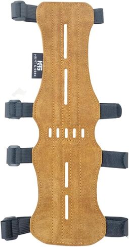 Hunt & Seek جلد سويدي واقي للذراع رماية 4 أشرطة قابلة للتعديل خطاف وحلقة واقي ذراع الصيد واقي المعصم الساعد واقي المعصم الرماية للبالغين للجنسين in Kuwait