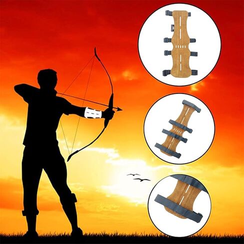 Hunt & Seek Suede Leather Archery Arm Guard 4 Hook-and-Loop Adjustable Straps Hunting Arm Guard Forearm Wrist Protector Archery Bracer Adult Unisex in Saudi Arabia