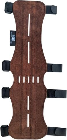 Hunt & Seek Suede Leather Archery Arm Guard 4 Hook-and-Loop Adjustable Straps Hunting Arm Guard Forearm Wrist Protector Archery Bracer Adult Unisex in Saudi Arabia