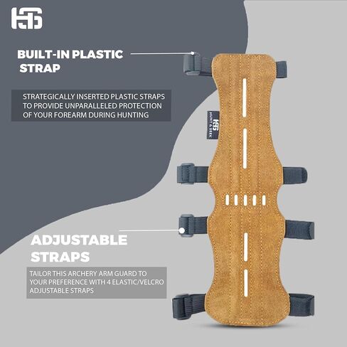 Hunt & Seek Suede Leather Archery Arm Guard 4 Hook-and-Loop Adjustable Straps Hunting Arm Guard Forearm Wrist Protector Archery Bracer Adult Unisex in Saudi Arabia