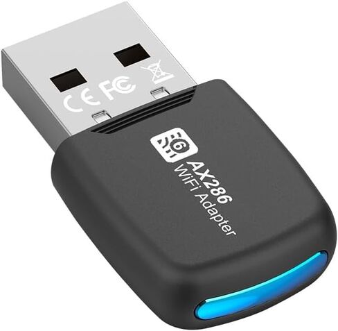 بطاقة شبكة USB صغيرة WiFi 6، AX286 286Mbps 802.11ax Dongle USB 2.4 جيجا هرتز Wi-Fi LAN محول سائق مجاني للكمبيوتر المحمول Windows 7 10 11 in Kuwait