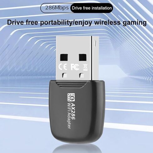 بطاقة شبكة USB صغيرة WiFi 6، AX286 286Mbps 802.11ax Dongle USB 2.4 جيجا هرتز Wi-Fi LAN محول سائق مجاني للكمبيوتر المحمول Windows 7 10 11 in Kuwait