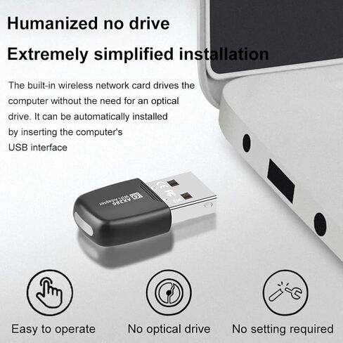 بطاقة شبكة USB صغيرة WiFi 6، AX286 286Mbps 802.11ax Dongle USB 2.4 جيجا هرتز Wi-Fi LAN محول سائق مجاني للكمبيوتر المحمول Windows 7 10 11 in Kuwait