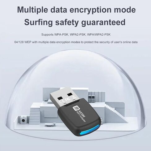 بطاقة شبكة USB صغيرة WiFi 6، AX286 286Mbps 802.11ax Dongle USB 2.4 جيجا هرتز Wi-Fi LAN محول سائق مجاني للكمبيوتر المحمول Windows 7 10 11 in Kuwait